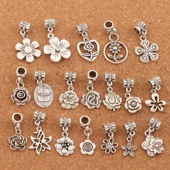 

Flowers Dangle Alloy Big Hole Beads 190pcs zinc alloy Fit European Charm Bracelet Jewelry DIY BM55