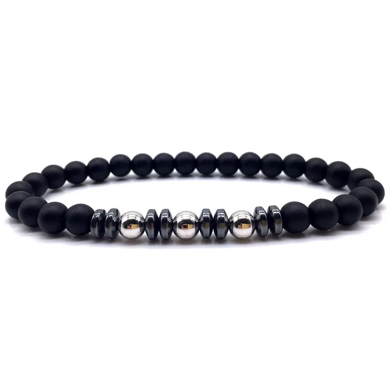 

2019 New Men Bracelet Copper Beads Hematite Nature 6mm Stone Charm Jewelry Diy Bracelet For Men Armband Heren