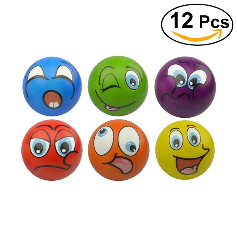 12 шт. 2,5 дюймов забавное лицо Squeeze Ball Новинка ручные игрушки для отдыха для детей взрослых Ассорти Экспрессия - Цвет: As pic.
