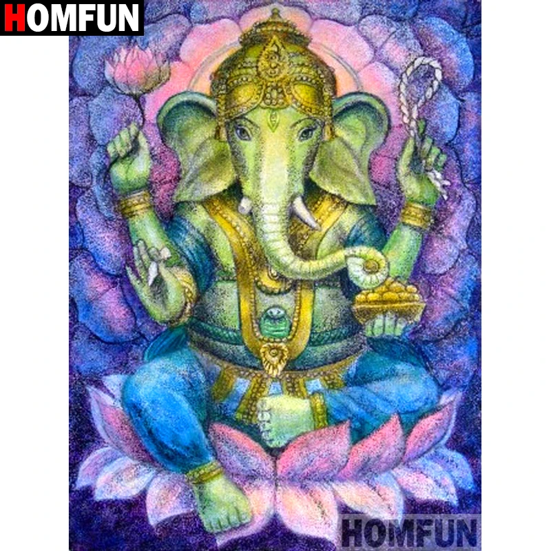 

HOMFUN Full Square/Round Drill 5D DIY Diamond Painting "Religious elephant" Embroidery Cross Stitch 3D Home Decor Gift A13352