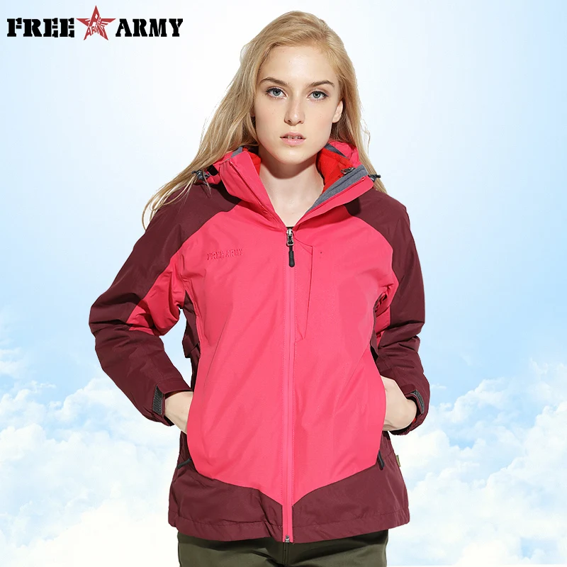 FREEARMY Merk vrouwen 3 in 1 Jas Waterdicht Winddicht Jassen Fleeced Sneeuw Jassen Hooded Winter Jas Vrouwen Plus Size rose FREEARMY Merk vrouwen 3 in 1 Jas Waterdicht Winddicht Jassen Fleeced Sneeuw Jassen Hooded Winter Jas Vrouwen Plus Size rose