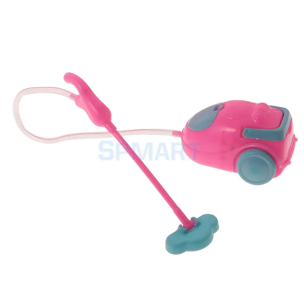 6Pcs Dollhouse Miniature Furnitures Vacuum Cleaner Mop Bucket Cleaning Tools for 1/6 Dolls Accessories Kids Pretend Play Toys