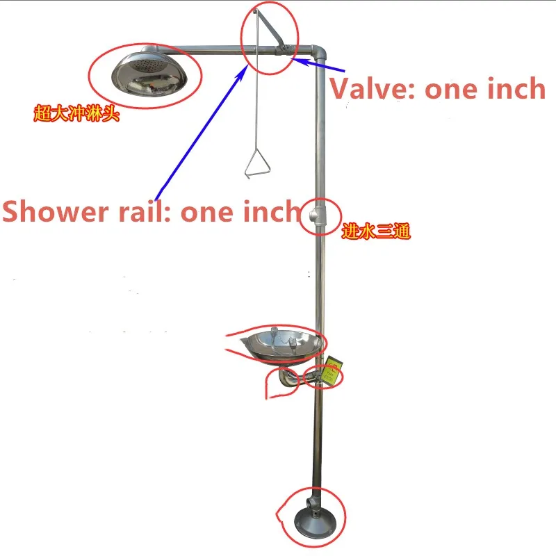 

American standard ANSIZ358.1-2004 304 stainless steel Shower type Compound emergency eye washer High quality NE