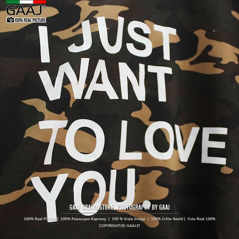 Камуфляжная Толстовка GAAJ "I Just Want to Love You" для мужчин и женщин с принтом букв, мужские камуфляжные пальто с капюшоном флисовые толстовки с капюшоном