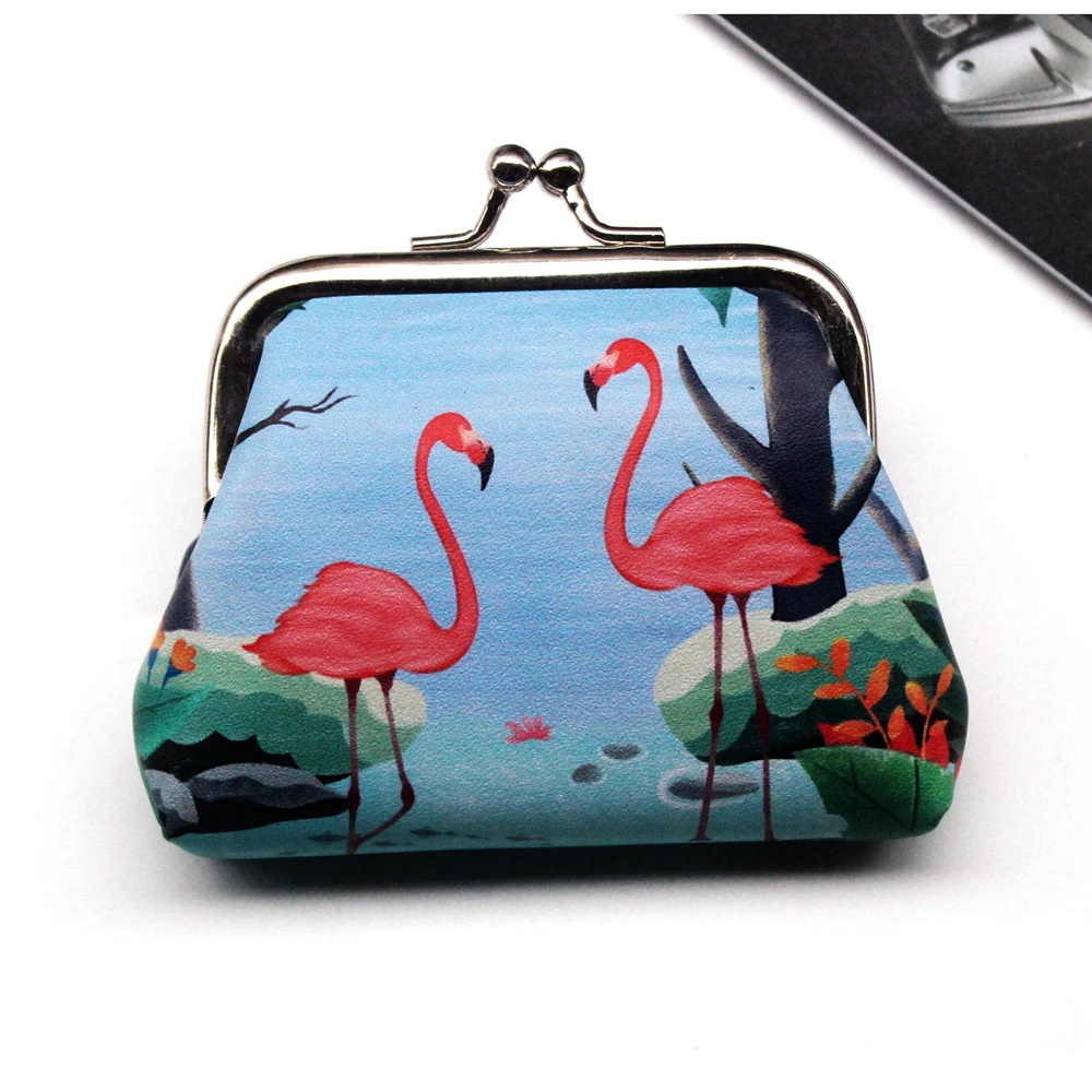 Flamingo 7 Винтажные женские кошельки с принтом для монет, Женский кошелек на застежке, женский клатч, Женский мини кошелек, сумка для денег, искусственная кожа, Carteira/5 - Цвет: Flamingo 7