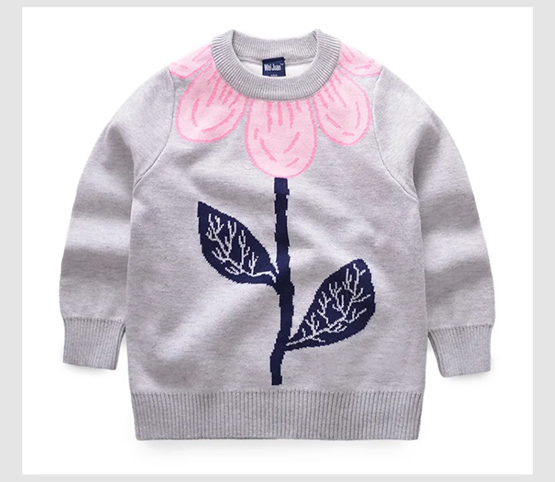Flower Girls Sweater Cotton Crew-Neck Pullover Sweater Kids Autumn Coat Pattern Sweater For Toddler Girls 2-6T Girls Clothing (6)
