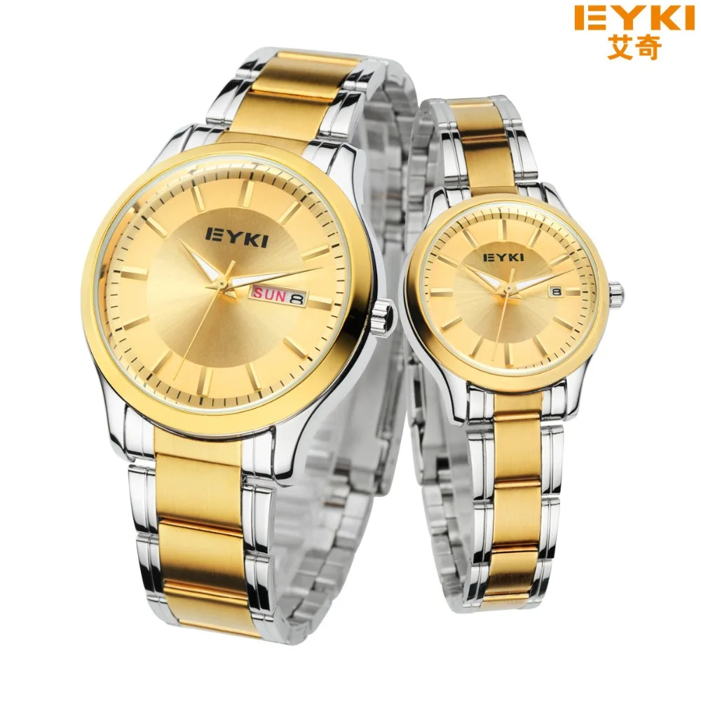 

2016 EYKI watch men gold luxury brand full stainless steel men's quartz-watch with calendar montre homme hour clock watch women