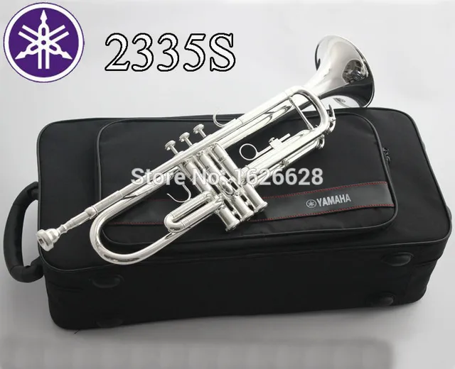 Cheap Free Shipping New Bach Brass Trumpet YTR-2335S Bb Silver Plated Trompeta Profissional Instrumentos Case Mouthpiece