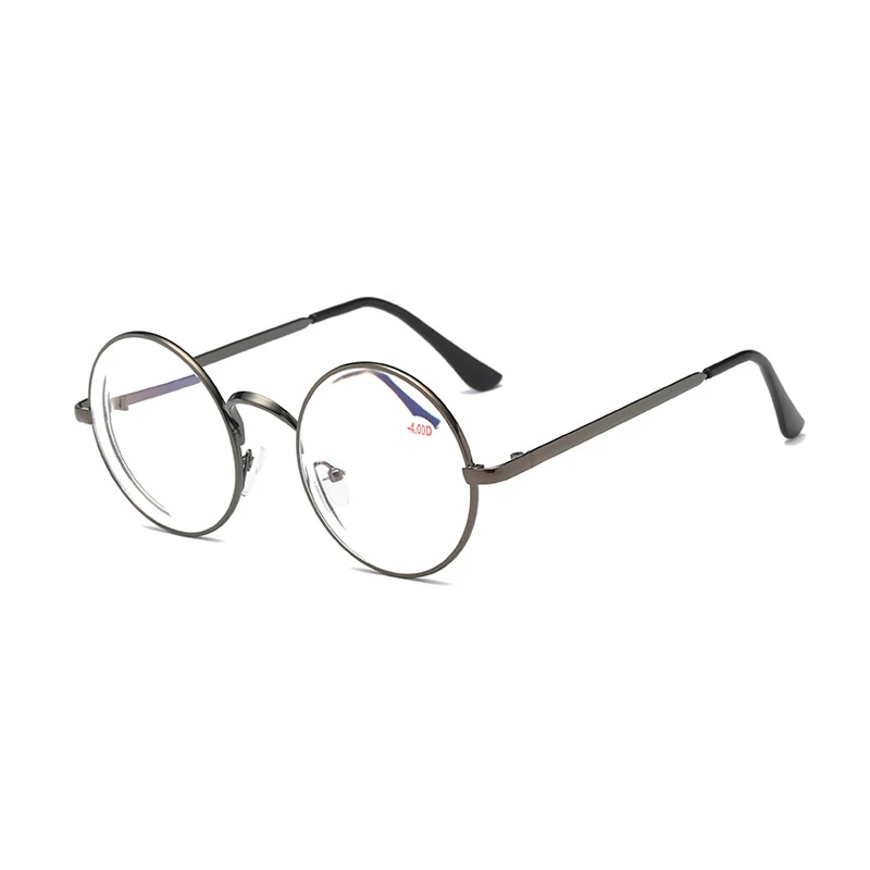 Zilead ретро круглые металлические очки для близорукости женские и мужские короткие прозрачные очки с градусом-1,0-1,5-2,0-2,5-3,0-3,5-4,0 - Цвет оправы: gray myopia 4.0
