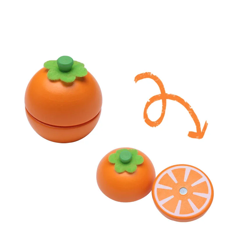 [Toy Woo] деревянная режущая кухонная игрушка, ролевые игры, фрукты, овощи, детские развивающие пищевые игрушки, детские кухонные игры, подарки - Цвет: Kumquat