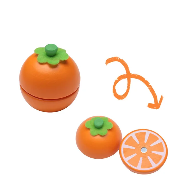 [Toy Woo] Wooden Cutting Kitchen Toy Pretend Play Fruit Vegetable Baby Educational Food Toys Children's Kitchen Play Gifts Kumquat