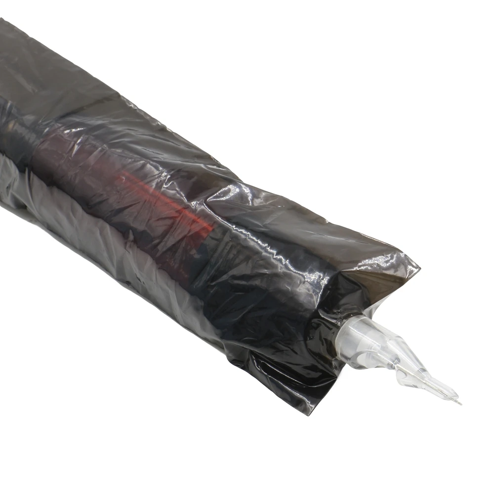 Ceny EMALLA 125 szt. Pióro tatuażowe i przewód zaciskowy rękawy torby dostawa czarne jednorazowe pokrowce torby na maszynka do tatuażu i przewód zaciskowy