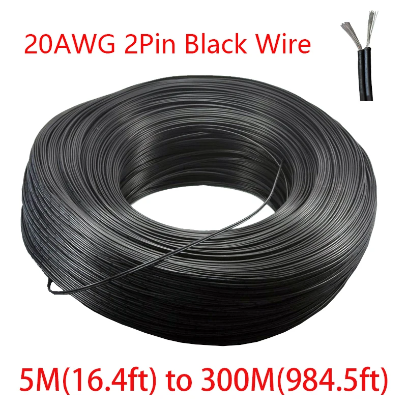 5 300 метров 2pin Луженая Медь Черный Удлиненный кабель 20AWG ПВХ изолированный провод