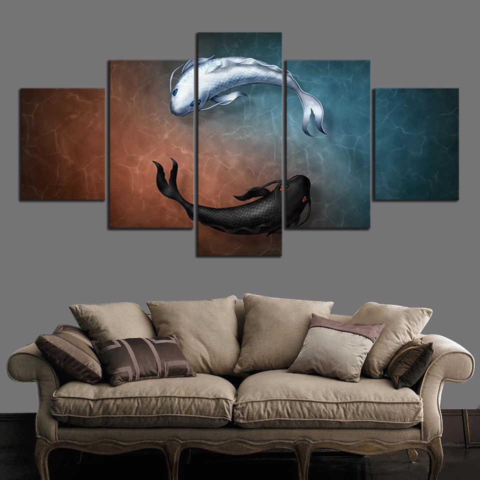 Avatar The Last Airbender Fish Yin And Yang Painting Symbols Zen Koi Digital Art On Canvas Wall Decor Painting Calligraphy Aliexpress
