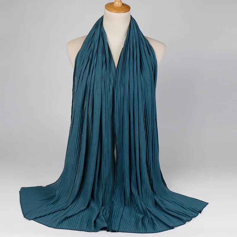Однотонные ребристые хиджаб из Джерси шаль морщин хлопок шарф мусульманские шарфы высокое качество длинные шарфы простые тюрбан 180*85 см