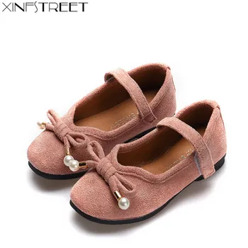 

Xinfstreet Cute Little Kids Shoes For Girls Soft Solid Bow Girls Shoes Princess Children Flats Dance Shoes Size 26-36