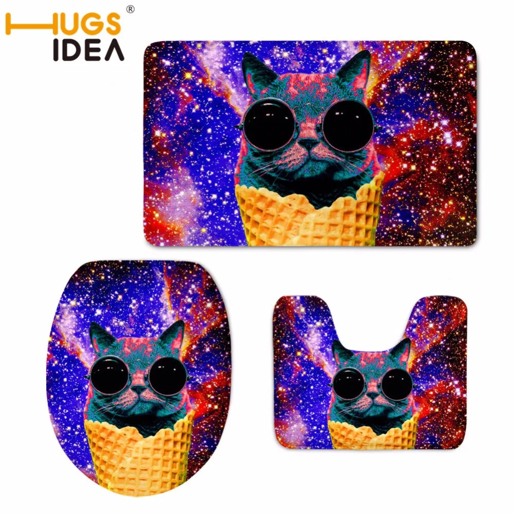 

HUGSIDEA Soft Warmer Toilet Sear Cover Bathroom Overcoat Case Star Glasses Cat WC Contour Mat Flannel Carpet Toilet Seat Cover