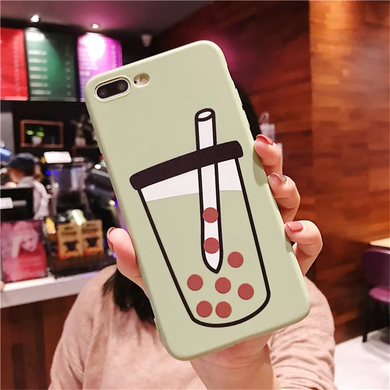 

for iPhone 6,6 Plus,6s,6s Plus,7,7 Plus,8,8 Plus,X,XR,XS MAX,XS cartoon milk tea soft TPU case
