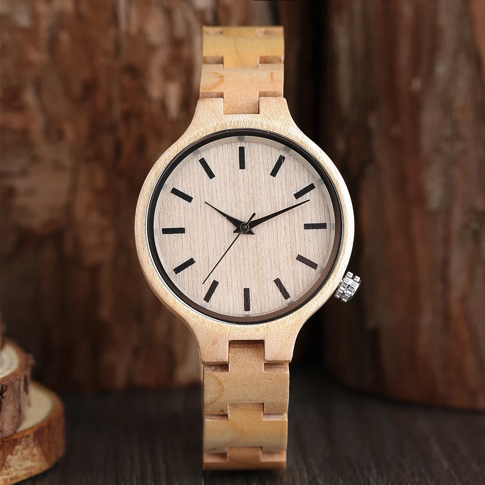 

Natural Bamboo Wood Watches Ladies Fashionable Quartz Wristwatch Wooden Watch Female Clock Relogio Feminino zegarek damski
