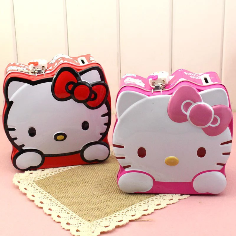 Cartoon Hello Kitty Coin Piggy Bank with Lock Money Box Money Saving