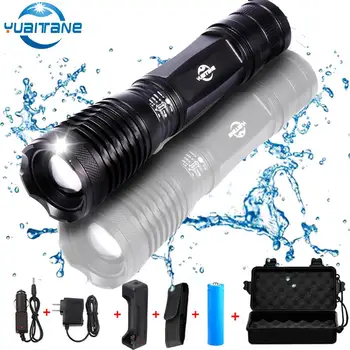 

LED Flashlight 1000 lumens Ultra Bright Flash light T6/L2/V6 LED Flashlights 5Mode Zoomable waterproof torch By 18650 battery