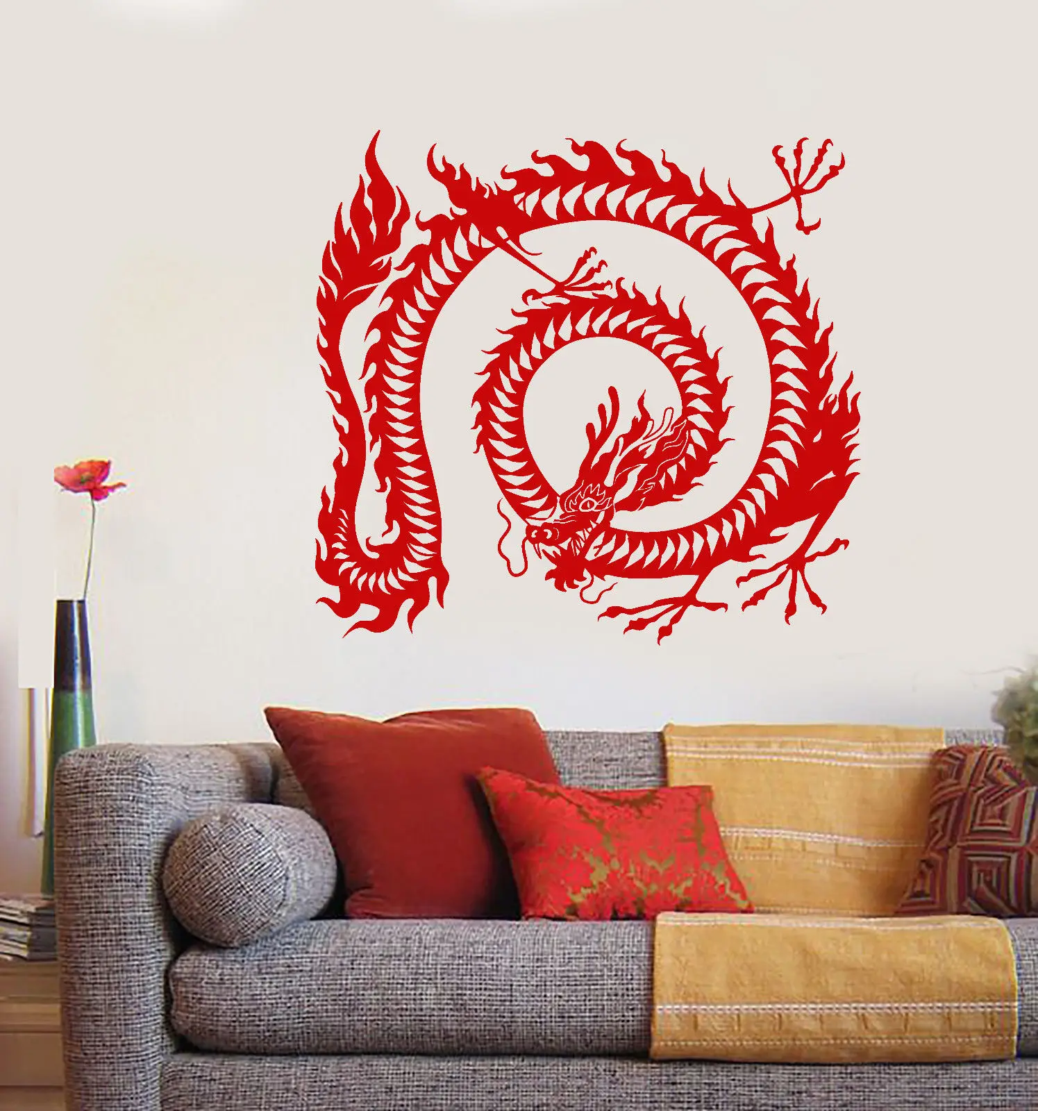 Asian Symbol Chinese Dragon Animal Stickers Art Painting Wall Stickers