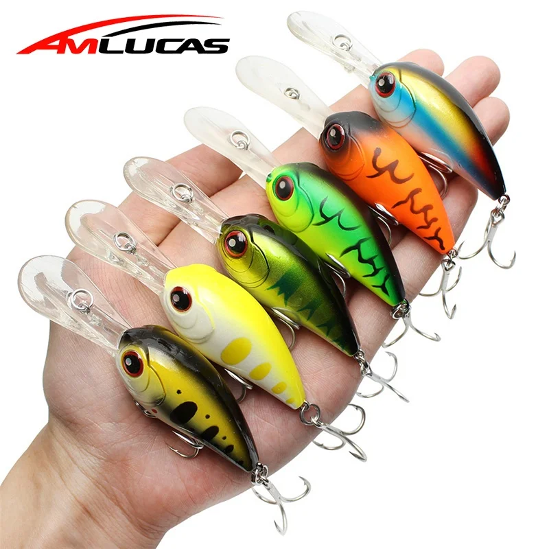 Amlucas Wobbler Fishing Lure 8.5cm 11.5g 3D Eyes Crankbait Artificial