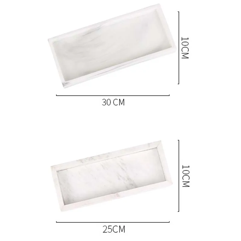JINSERTA Marbled Storage Tray Resin Jewelry Display Plate Cosmetic Organizer Rectangle Home Restaurant Hotel Serving Tray