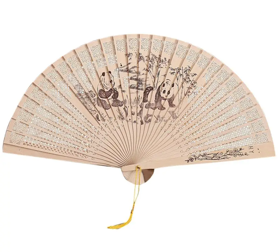 Wooden Fan Chinese Traditional Hollow Fan Wooden Hand Made Exquisite