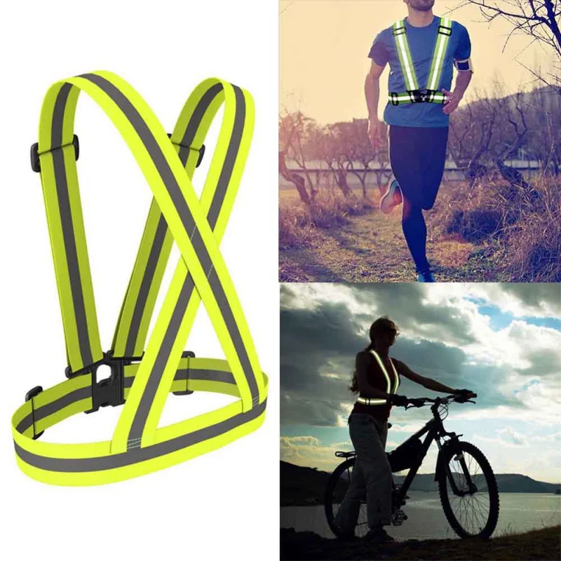 

1PC Adjustable Safety Security High Visibility Reflective Vest Gear Stripes Jacket Running Night Warning Strap