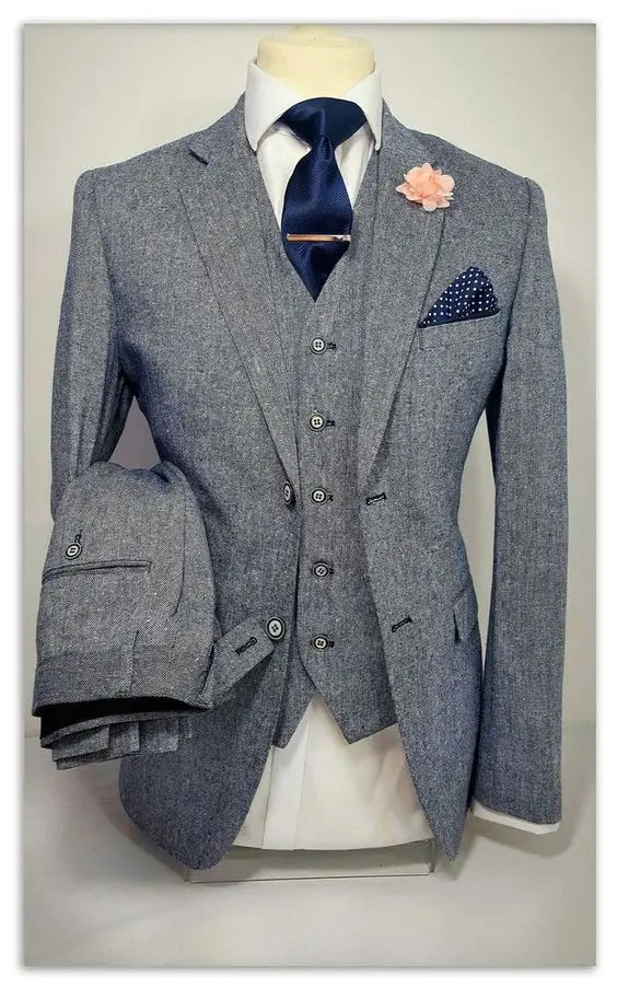 3 coat black pant piece Tweed Suits Pieces designs coat latest Gray pant 3 Men