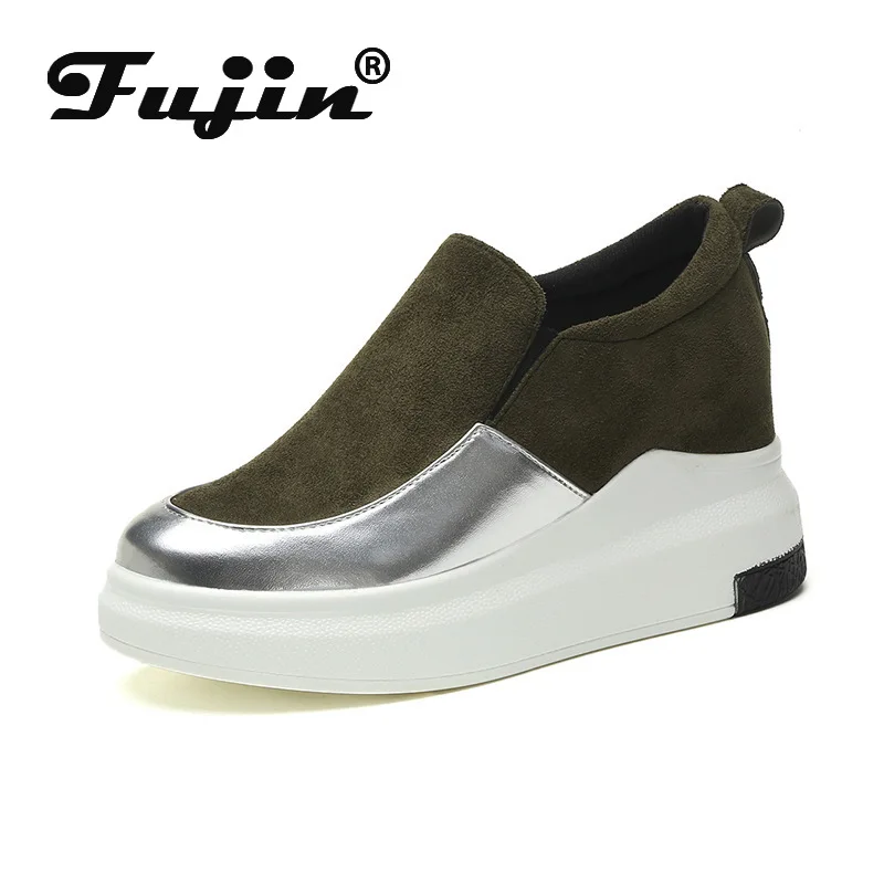 

Fujin Spring and Autumn Thick Platform Shoes Casual Color Matching Shoes Round Head Slip Square Female Shoes Muffin Sneakers
