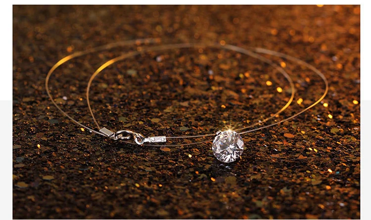 Маленькое квадратное ожерелье-чокер с фианитами для женщин, ожерелье с подвеской в виде рыбьей линии на шею, богемное циркониевое ожерелье, женское ювелирное изделие