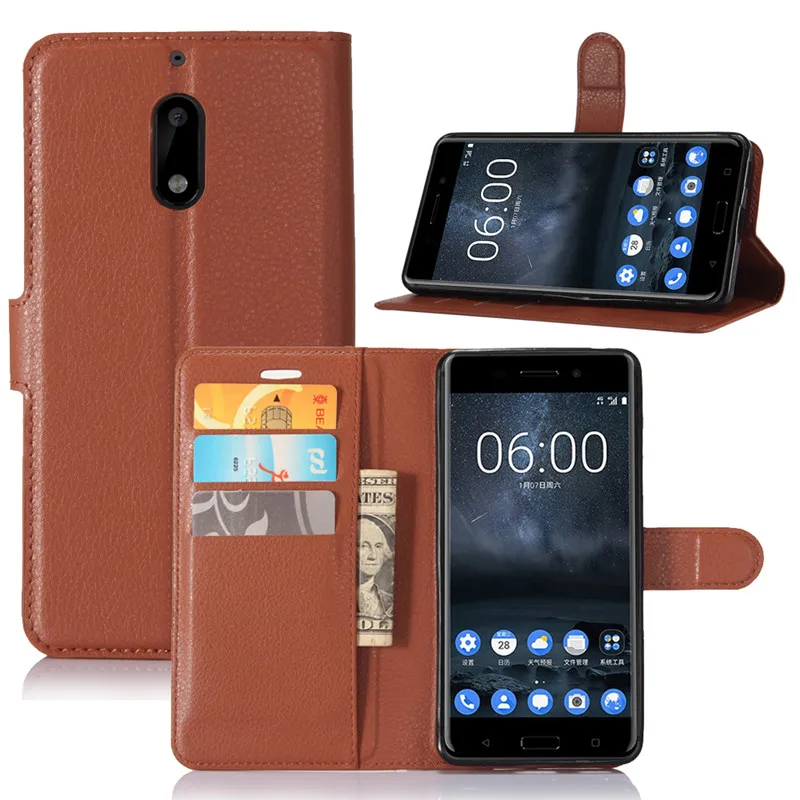 Чехол-кошелек для Nokia 6, кожаный чехол-книжка для телефона Nokia 6 TA-1021 TA-1033, чехол-бампер из ТПУ с отделением для карт