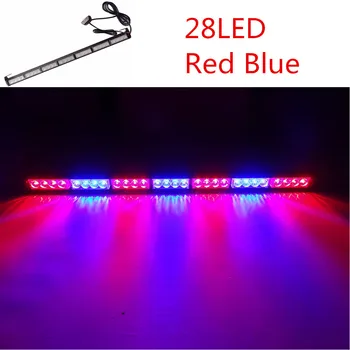 

31.5" Traffic Advisor 28 LED Police Emergency Flash Strobe Warning Light Bar Red Blue Flashing Lamp