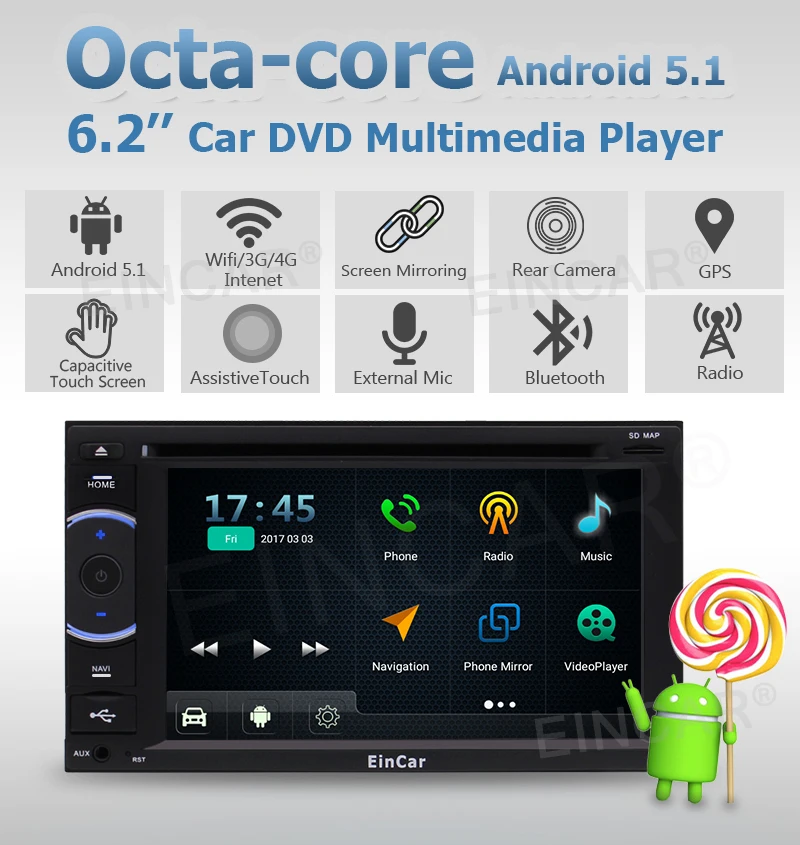 Cheap 2 Din Car Stereo with A7 Android 5.1 Bluetooth GPS Navigation Car Deck Head Unit USB/SD Multi-media Capacitive screen SWC Backup 3