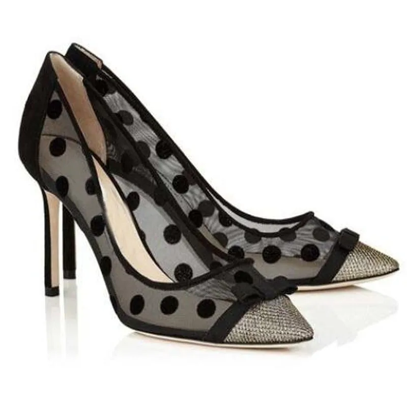 mesh pointed toe pumps