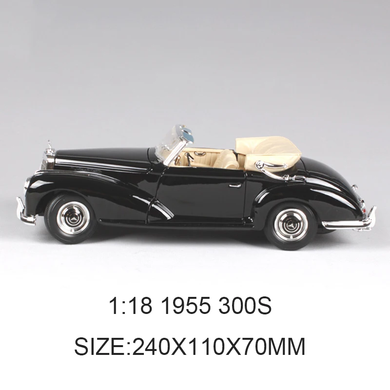 Maisto литой под давлением автомобиль 1955 300 S Roadster Coupe черные классические автомобили 1:18 сплав автомобиль металлический автомобиль коллекционные модели игрушки для подарка