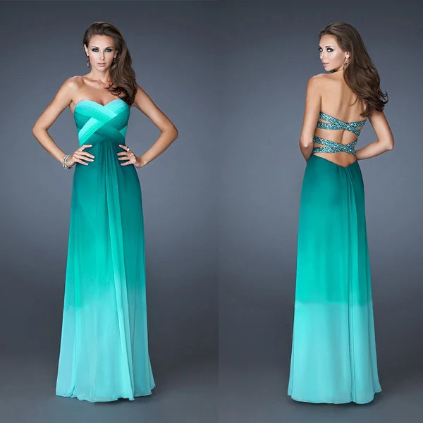 Turquoise Ombre Prom Dresses