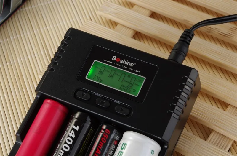 Умное зарядное устройство Soshine H4 с ЖК дисплеем кабелем для li ion AA AAA 18650 14500 16340 26650|lcd