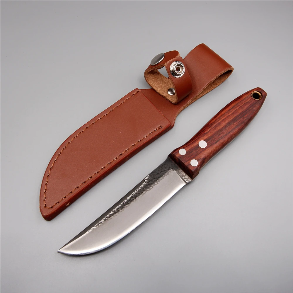 Japanese handmade camping high carbon steel straight knife 58 hrc fixed