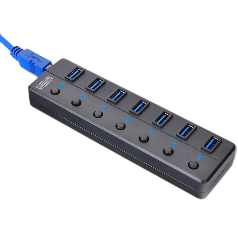7 Ports USB 3 0 HubCharger Splitter With On Off Switch Platooninsert For Mobile Phone Computer