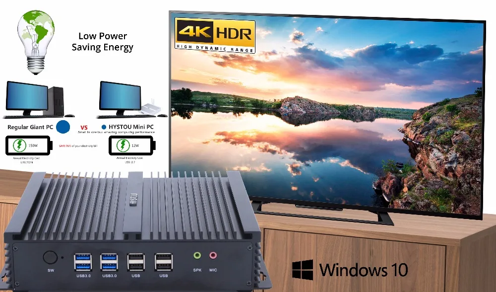 Minipc windows10 i7 5550U dual LAN HDMI 2,0 VGA pc itx 4USB 3,0 windows 7 mSATA SSD Windows мини компьютер промышленный i5 безвентиляторный