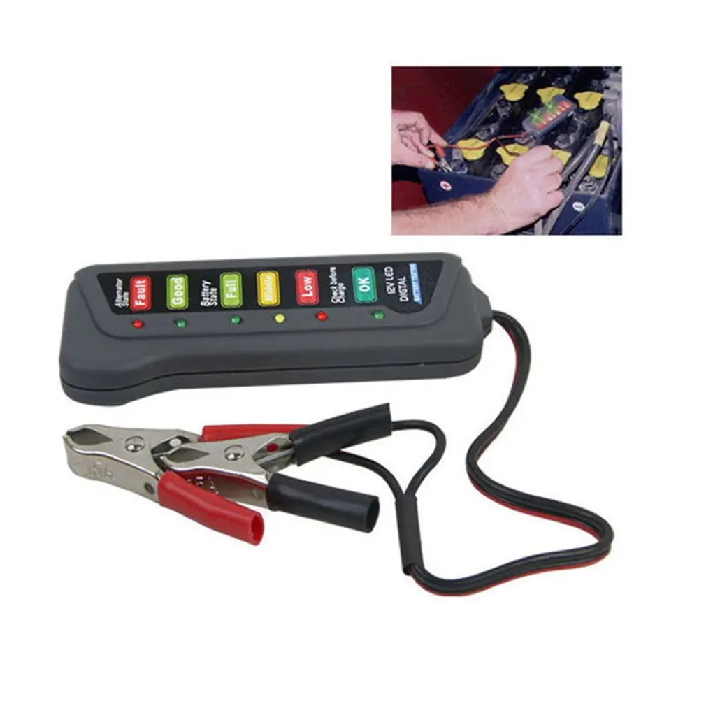 

6 LED Digital Car Battery Tester Alternator Charge Starting Test Check Car Motorcycle and Trucks Digital 12V Battery Tester
