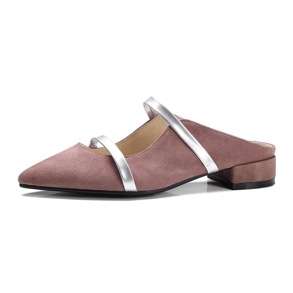 

Fashion Women's Slippers Pointed Toe Green Black Pink Mules Sandals Narrow Band Slides Slip On Shoes Women