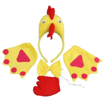 

Adults Boy Girl Animal Yellow Chicken Headband Bow Tie Tail Paws Cosplay Costume Accessories Party Dress Supplies Halloween