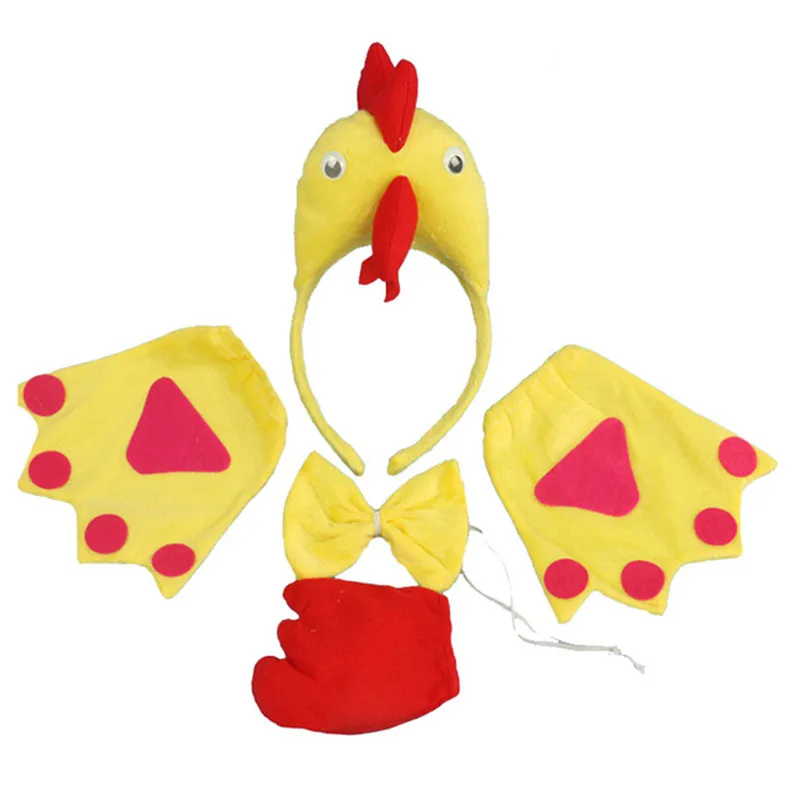 Adults Boy Girl Animal Yellow Chicken Headband Bow Tie Tail Paws