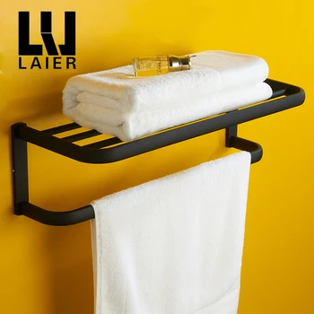 

Black towel holder brass simple style copper Bathroom towel rack hanging Hardware accessories