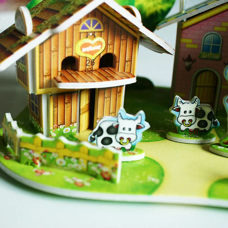 3D пазл сделай сам модель замка мультяшный дом бумага для сборки игрушки защиты