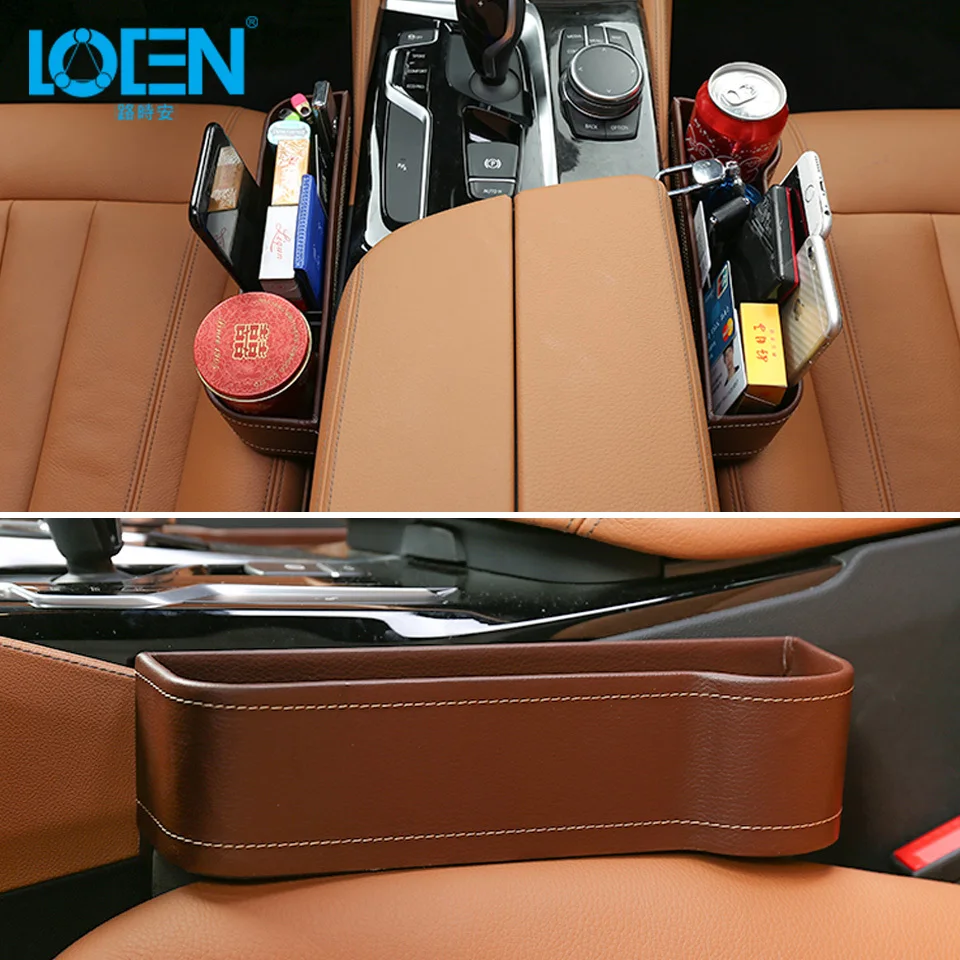 LOEN 1 шт. автомобильный Органайзер с карманами для хранения между сиденьями из искусственной кожи с подстаканником для сетки черный коричневый бежевый красный